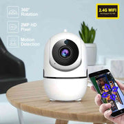 SecureView Wireless Security Camera with 1080P HD, 360° rotation, motion detection, and 2MP pixel quality. Supports 2.4G WiFi for real-time monitoring.