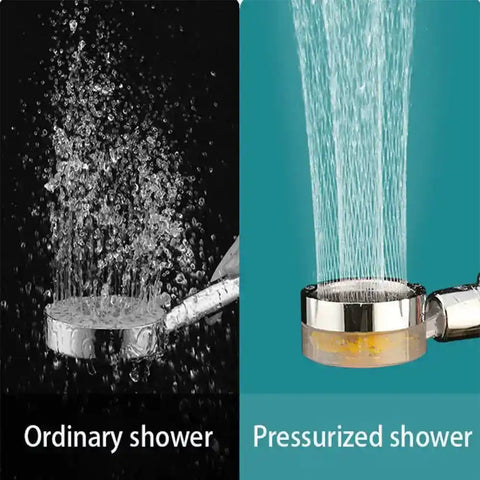 High Pressure Turbo Shower Head with water-saving technology and a built-in filtration system. Features a 360° rotating design for a powerful, spa-like experience..