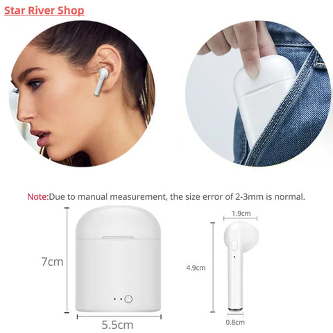  wireless Bluetooth earbuds with charging case, featuring a sleek design and LED indicators. Ideal for music, calls, and sports activities.....